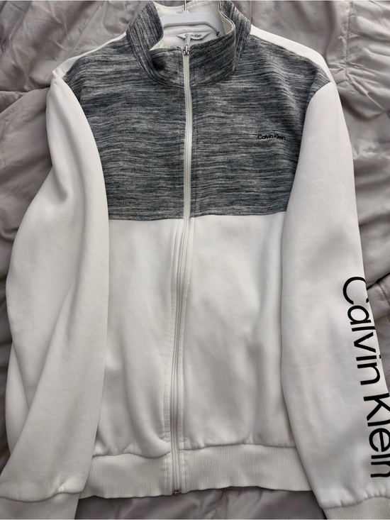 Calvin Klein Other - Calvin Klein White & Gray Zip-Up Sweatshirt Jacket